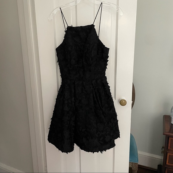 Aqua Black Floral Lace Skater Dress - Picture 2 of 4